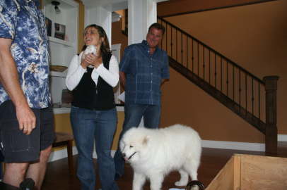 Future puppy parents are meeting us, the babies and mommy Duschka.